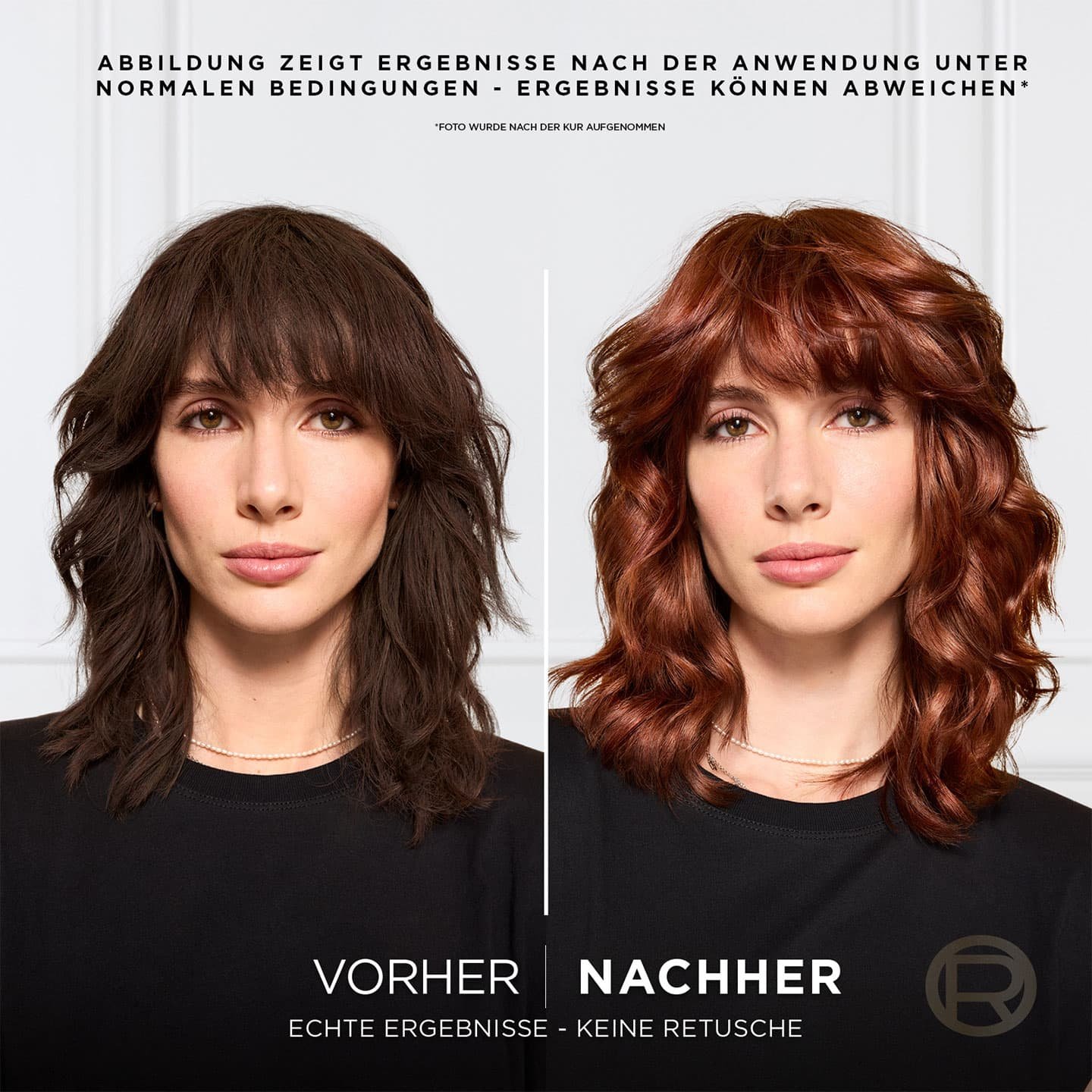 Rote Haare Dublin Kupferblond 74 Preference Vorher/Nachher-Vergleich
